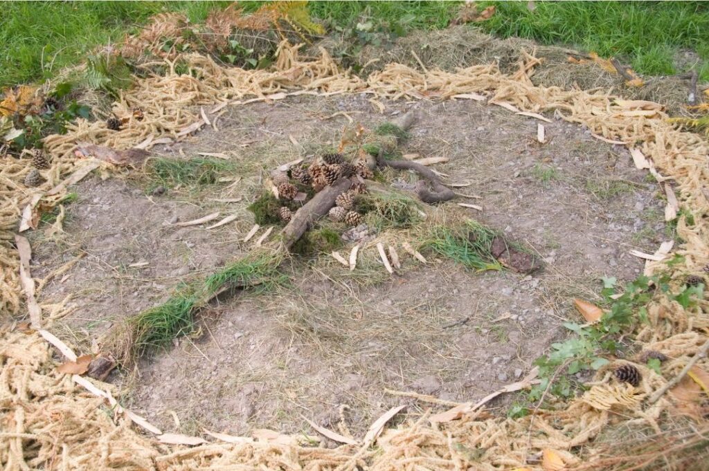 A grief mandala using natural items
